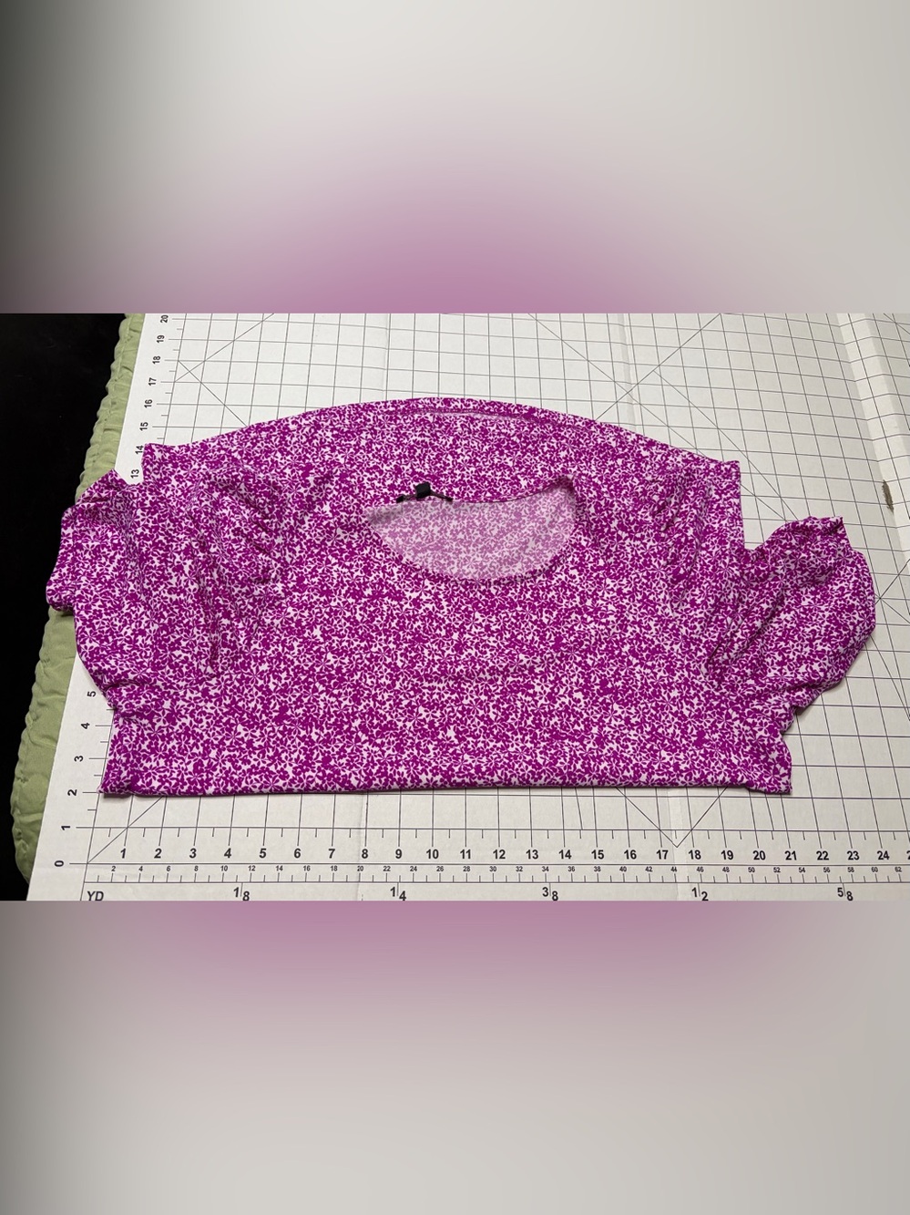 Adrianna Papell Fuchsia Floral Puff-Sleeve Blouse - Picture 3 of 3